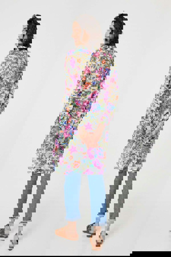 Pink | Floral Long Sleeve Longline Blouse
