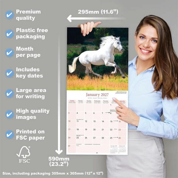 Horses Calendar 2027, Wall Calendars, Month To View, Animals, Gift
