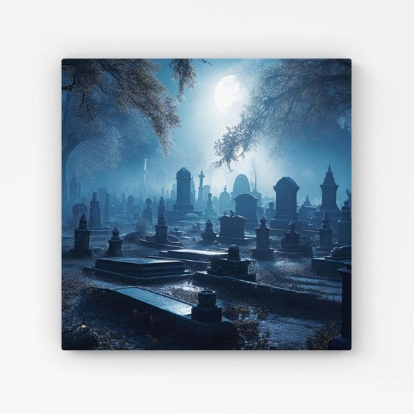 Warren Reed A Breathtaking Scene Of A Moonlit Graveyard Canvas