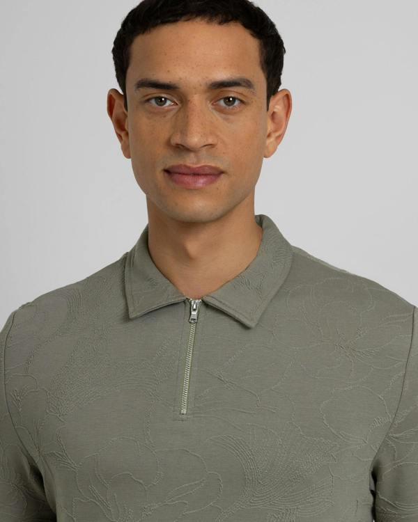 Steel & Jelly Adwell - Linear Floral Jacquard Polo Shirt
