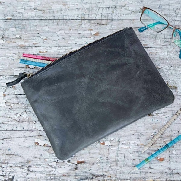 Paper High Buffalo Leather Zipped Pouch