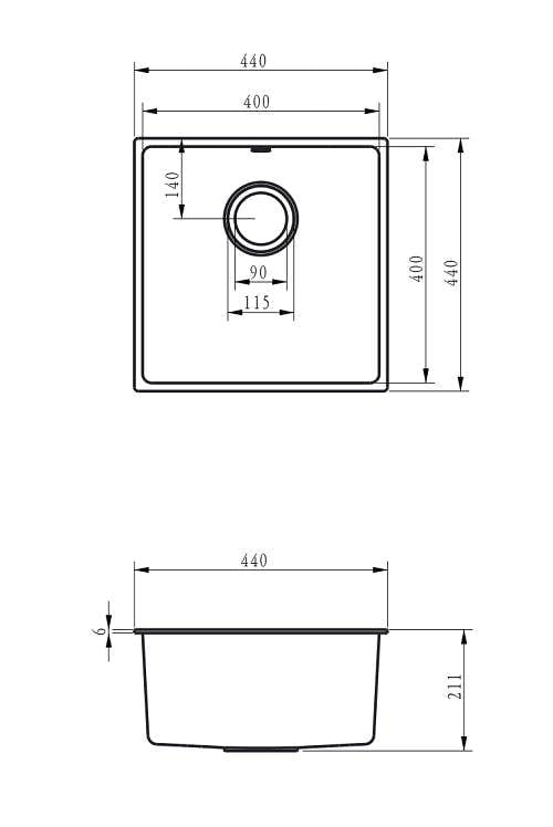 Flode Vänern | 1.0 Bowl Comite Kitchen Sink | Inset or Undermounted | Strainer Waste Supplied | Gloss Black Finish