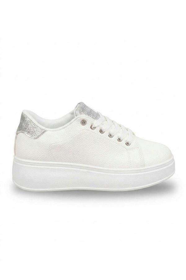 Sophie Womens Classic Platform Trainers - Silver