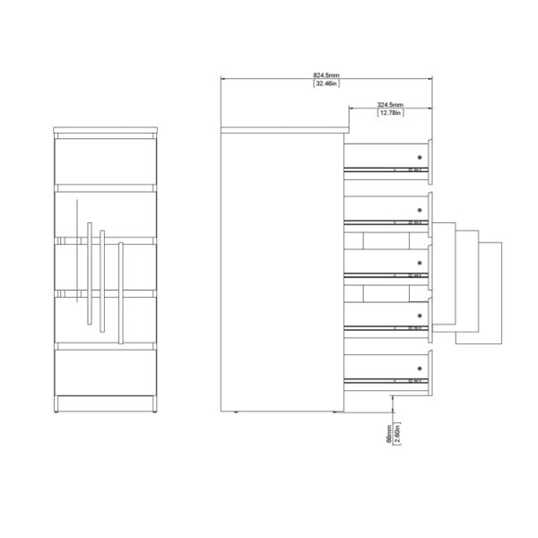 Wyld Haus Budapest Matt Black Wooden Narrow Chest 5 Drawers