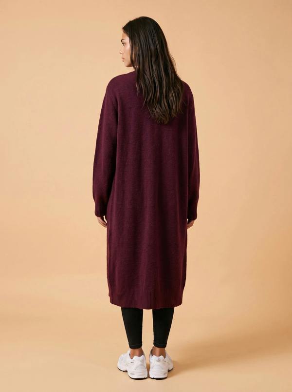 Urban Bliss Longline Patch Pocket Cardigan Burg