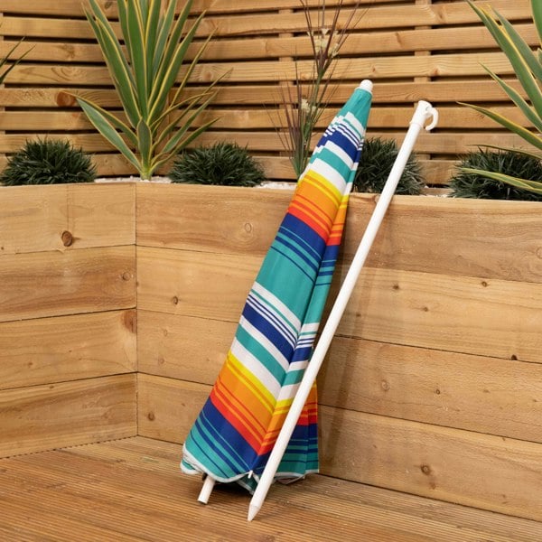 Samuel Alexander 1.7m Lightweight Portable Multicoloured Striped Garden Beach Parasol Umbrella