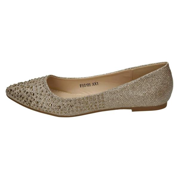 Anne Michelle Ladies Anne Michelle Diamante Flat Ballet Shoe