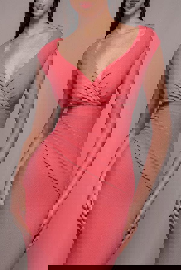 Bardot Pleated Maxi Dress - Coral DR1092