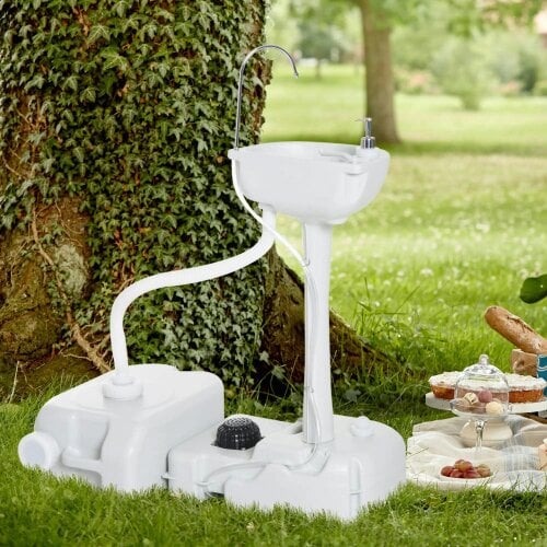 Bobobiy Portable Camping Sink with Running Water and Wastewater Tank, Hand Wash Basin with Rolling Wheels, Soap Dispenser Events, Gatherings