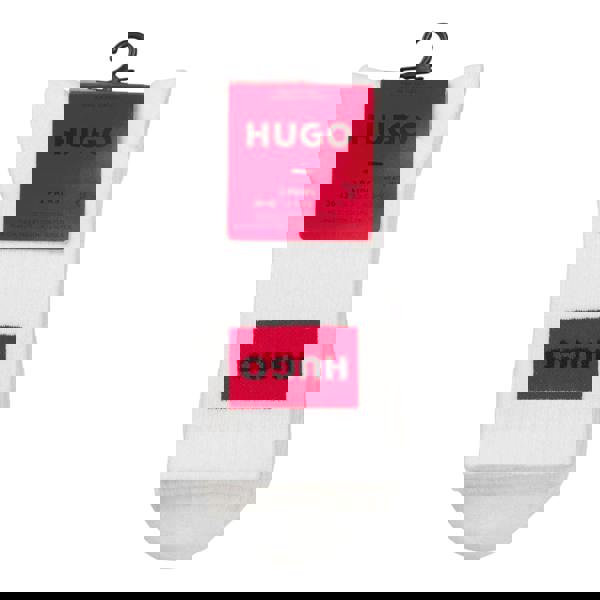 Hugo Unisex Adult Red Logo Socks (Pack of 2) - White - 
