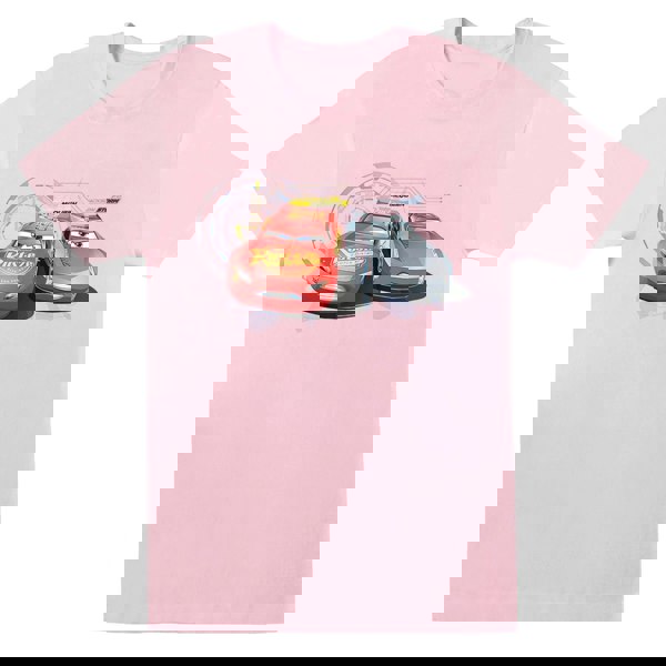Disney Mens Cars Lightning Vs Storm T-Shirt - Baby Pink