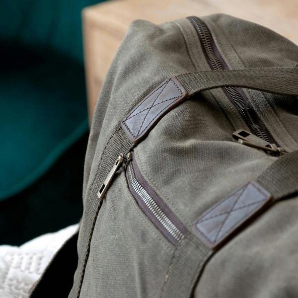 Abode Home & Gifts Monogrammed Luxury Waxed Canvas Holdall | Khaki
