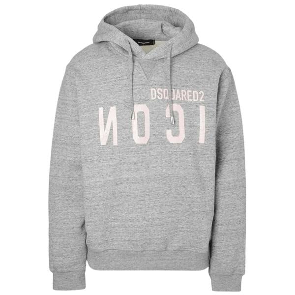 DSQUARED2 Pink Icon Cracked Logo Grey Hoodie XXL