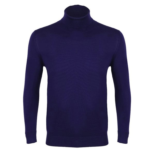 David WeJ Dixon Light Wool Turtleneck Jumper - Royal Blue