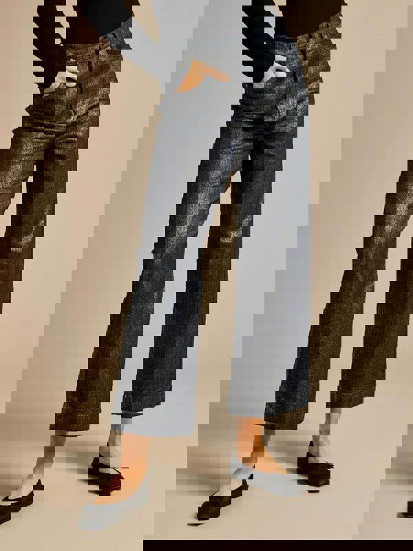 GWD Rydal Indigo Silver Foil Printed Wide Leg Denim Jean