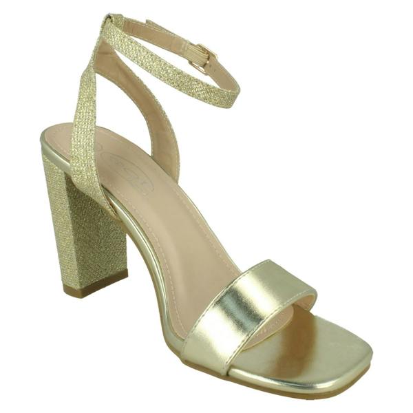 Spot On Ladies Spot On High Heel Sandal with Buckle Ankle Strap F12044
