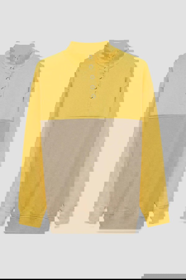 ENORSIA Colour Block LS High Neck Sweatshirt