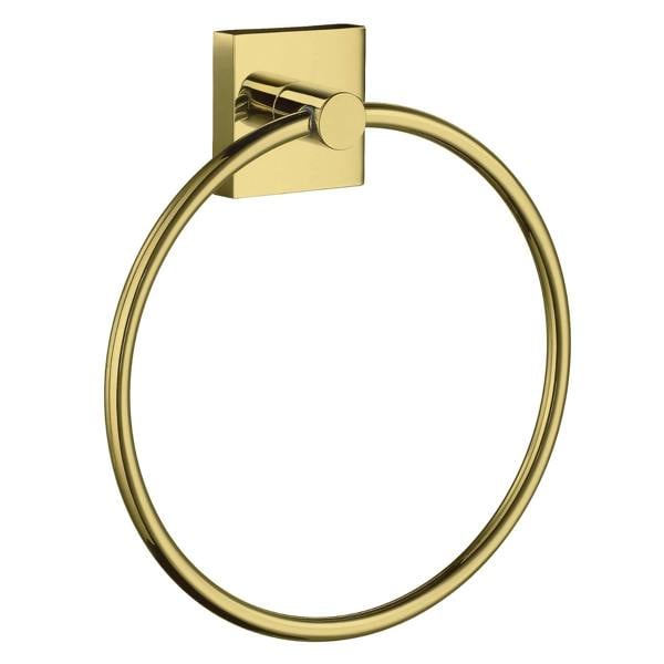 Polished brass towel ring