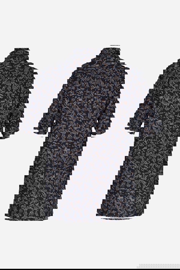 ENORSIA Pencilled Revere Collar Short Sleeve Shirt