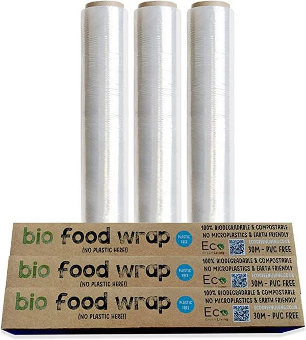Eco Green Living Compostable Cling Film Without The Plastic - Recycled Packaging - 3 x rolls 30cm x 30m