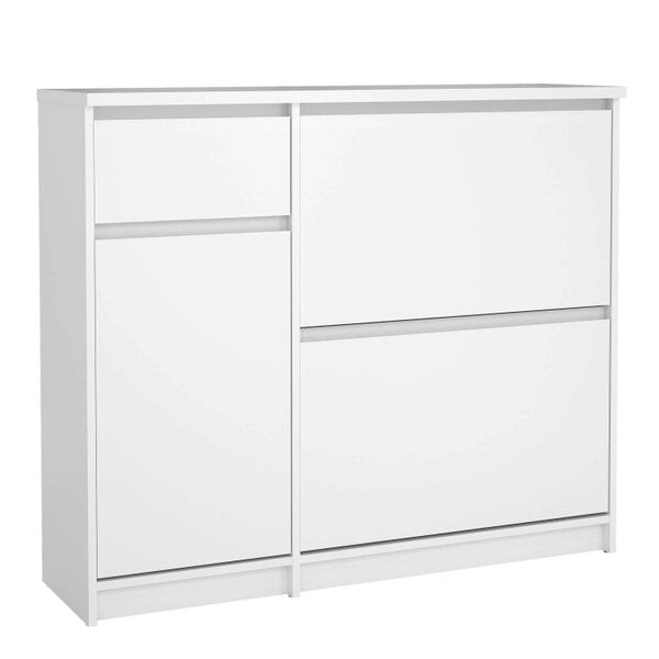Wyld Haus Budapest White Wooden Shoe Cabinet 3 Doors 1 Drawer