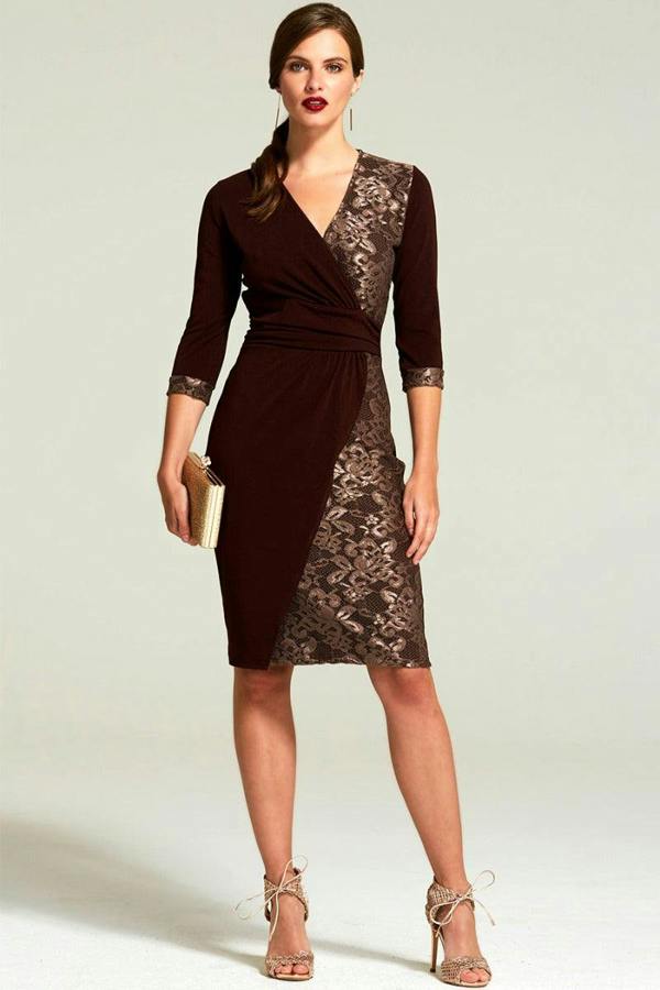 HotSquash Lace Detail Jersey Wrap Dress