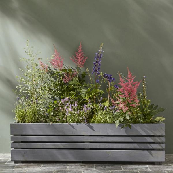 Cerland Geteborg Garden Wooden Planter 120cm x 40cm 54L Modern Grey Trough