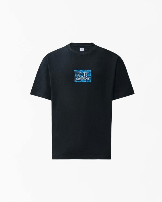 C.P. Company 30/1 Jersey Graphic Logo Mens T-Shirt - Black 999