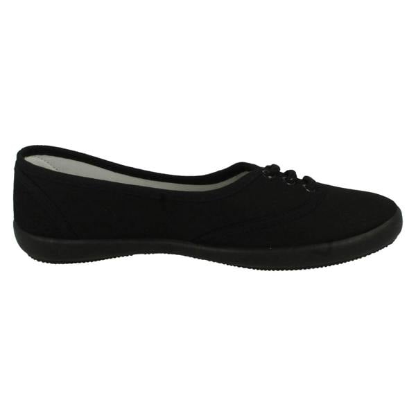 Spot On Ladies Spot On Canvas Flat Ballerina Pumps F8854