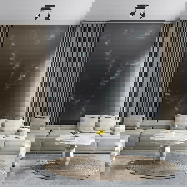 Milagro Joker Hand Made Ceiling Lamp In Matt Black With Striking Chrome Detail Featuring 2 Minmalistic Slender Cylinder Shades