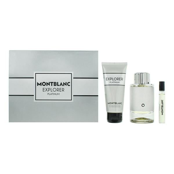 Montblanc Explorer Platinum Eau de Parfum 100ml, Eau De Parfum 7.5ml + Shower Gel 100ml Gift Set for Him