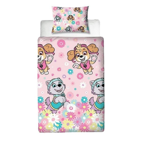 Paw Patrol Rotary Flowers Single Duvet Cover Set - Pink/Multicoloured