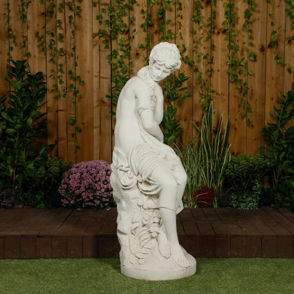 Classic White Stone Flower Lady Garden Ornament