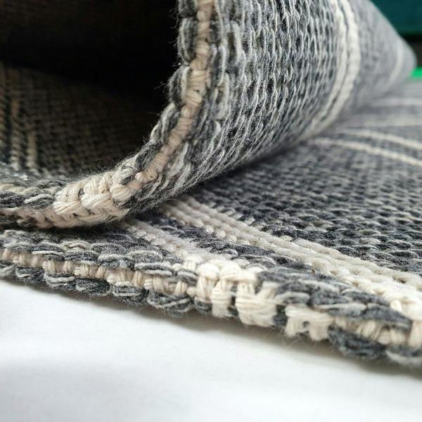 Cotton Grey Rug Diamond Geometric Pattern