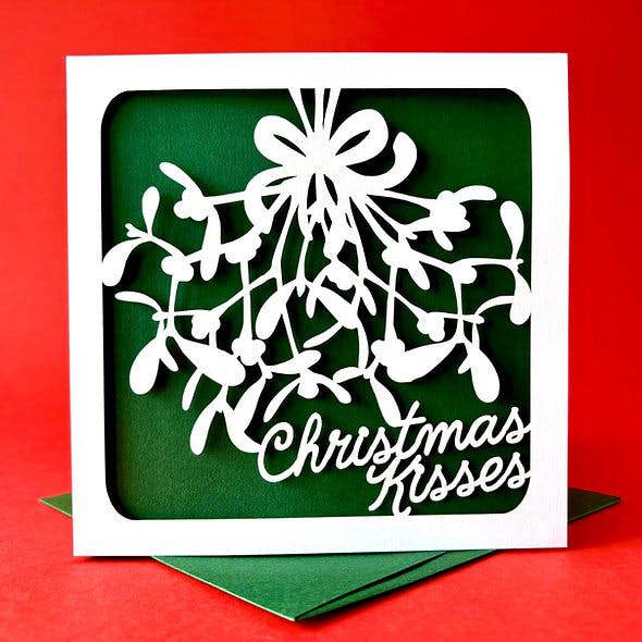 Mistletoe Papercut Christmas Card - alternative angle