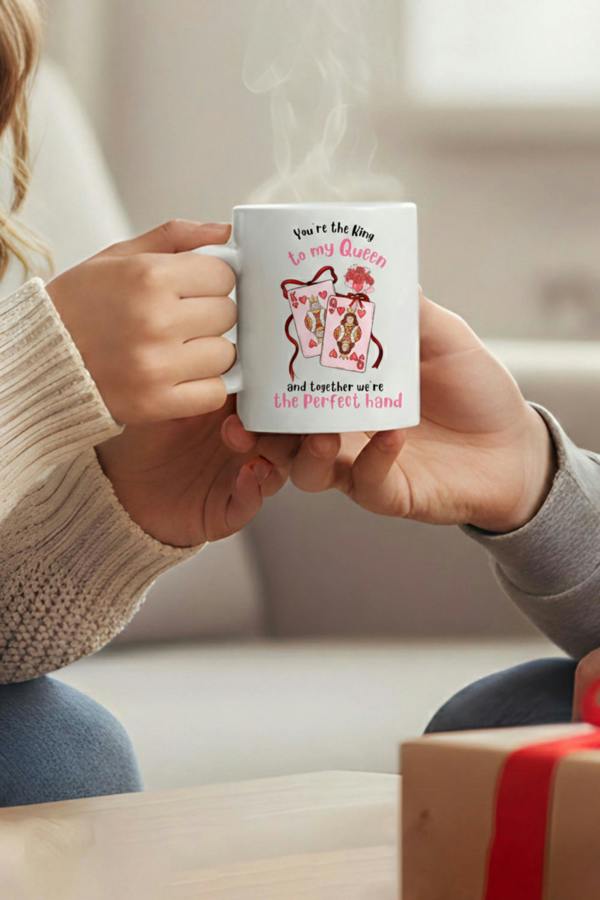 Dyzi You’re The King To My Queen Printed Ceramic Mug Valentine’s Day Gift