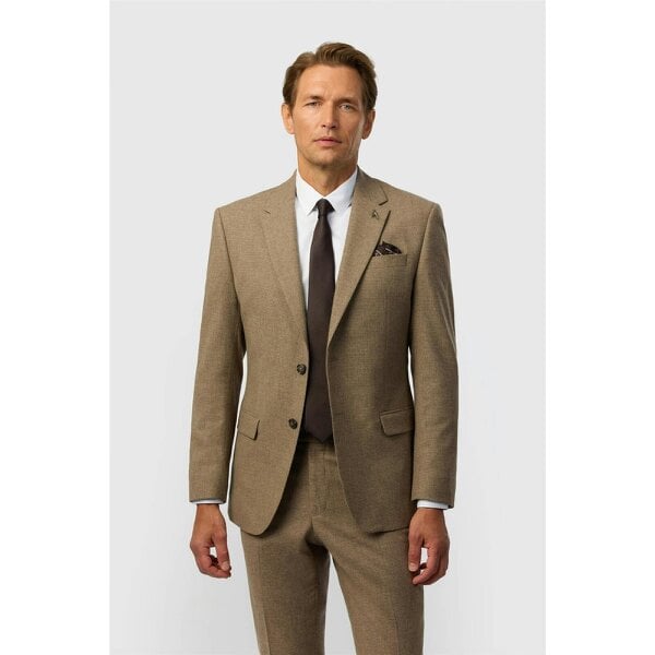 Ted Baker Tailored Fit Oatmeal Texture Puppytooth Jacket