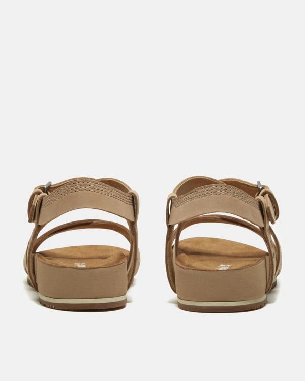 Timberland Malibu Waves Cross Strap Nubuck Womens Sandals - Mid Beige | CHO | Designer Womens Flat Sandals