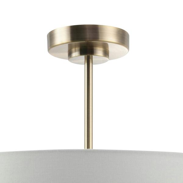 Chic Chandelier Semi Flush Ceiling Light in Antique Brass with Shade Image 5