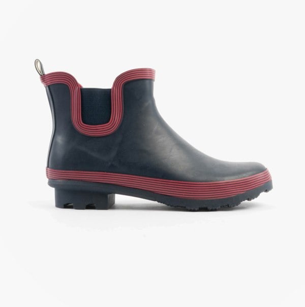 Stormwells W407C Womens Rubber Ankle Wellington Boots Navy/Red