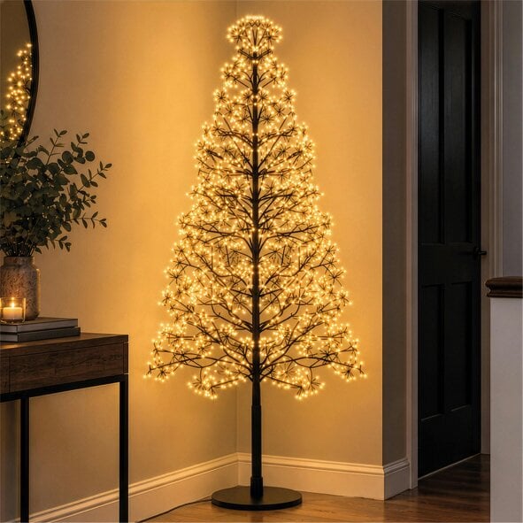 Scotts of Stow Xmas Haus Pre Lit Firework Tree with Copper Gold Micro LEDs and Timer