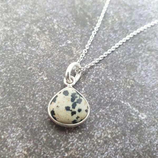 925 Sterling Silver Dalmatian Jasper Necklace