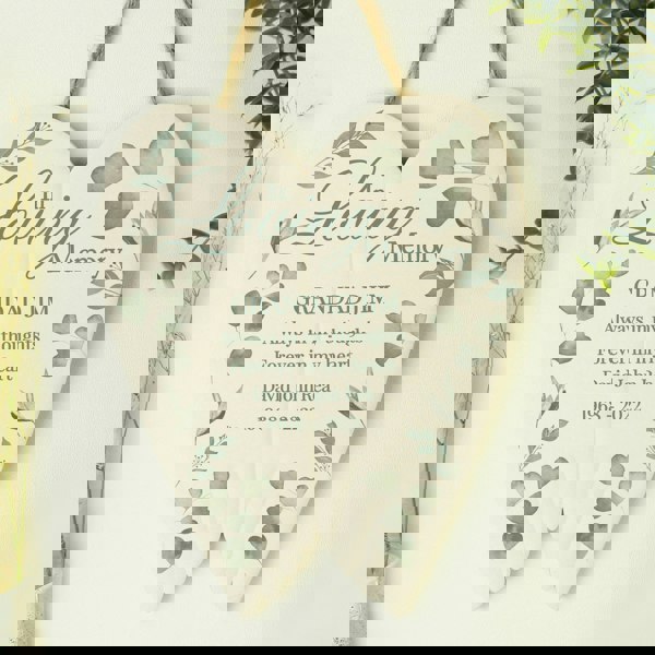 Personalised Memento Company Personalised Botanical In Loving Memory Ceramic Wings