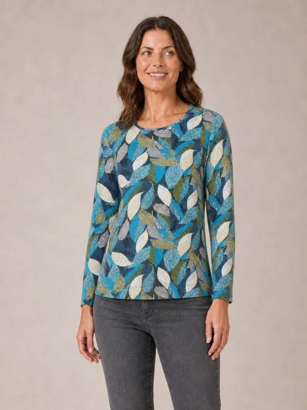 TIGI Dot Leaf Print Top