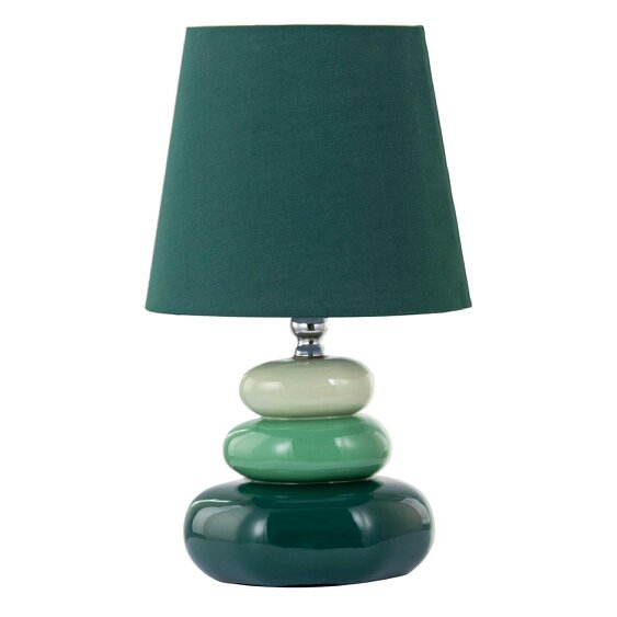 Happy Homewares Ceramic Pebble Table Lamp with Olive Forest and Pale Green Colours