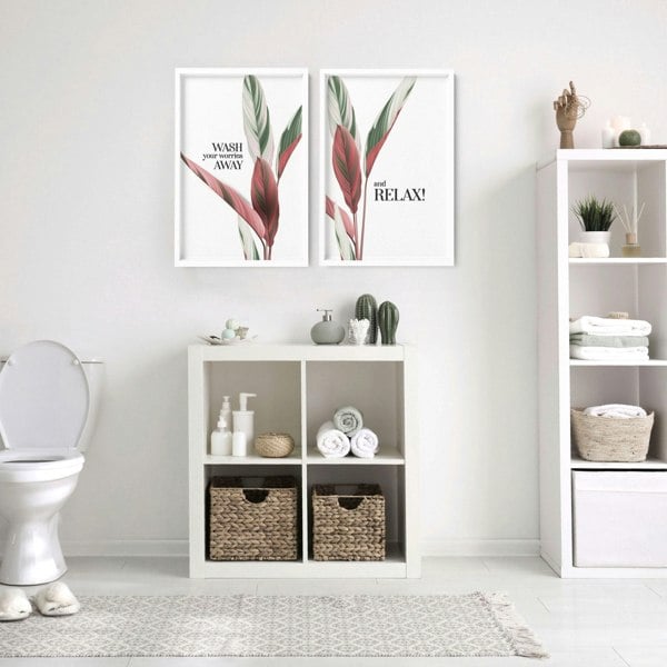 Bathroom decor accessories | Set of 2 Tropical art prints