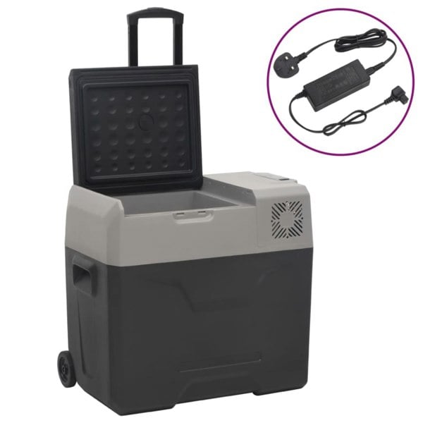 Berkfield Cool Box with Wheel and Adapter Black&Grey 40 L Polypropylene