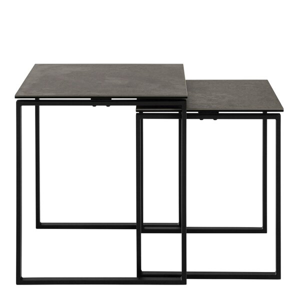 Wyld Haus Durban Square Black Ceramic Nesting Coffee Table Set