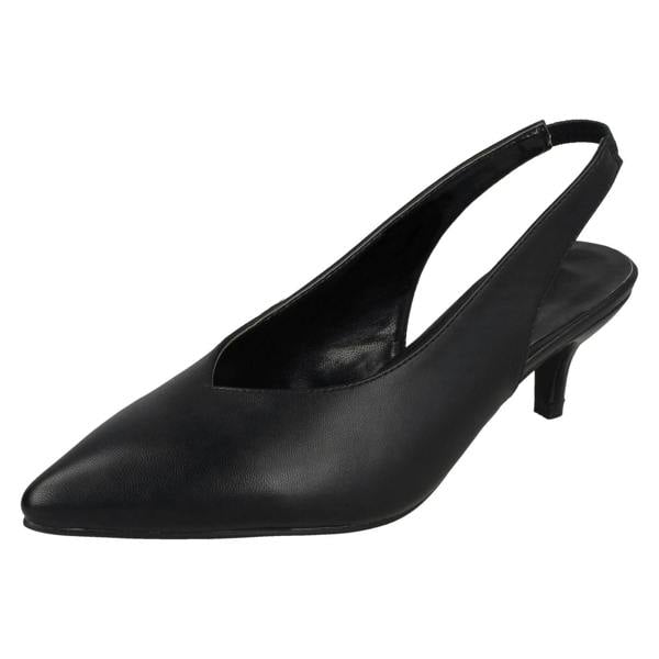 Spot On Ladies Spot On Kitten Heel Slingback Shoes F90049