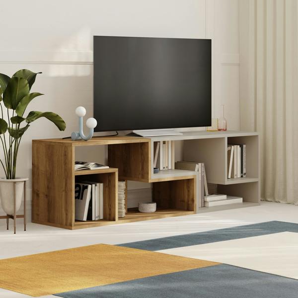Decortie Modern Glis Corner TV Unit Versatile Design for TVs Up to 35 Inches Adjustable TV Shelf Media Centre